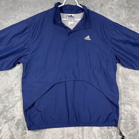 Vintage 90's ADIDAS 1/4 Button Navy Blue Pullover Windbreaker Jacket Mens Large - Picture 7 of 11